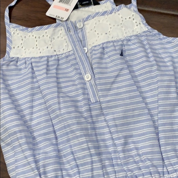 NWT Nautica Size 10 Blue White Eyelet Dress Sweet - Picture 2 of 3
